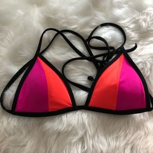 VS Pink Colorblock Triangle Bikini Top